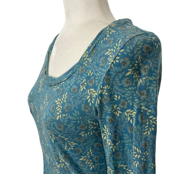Marc Jacobs Floral Teal Blue Cotton NWT !!! Small Long Sleeve Top - Picture 3 of 12